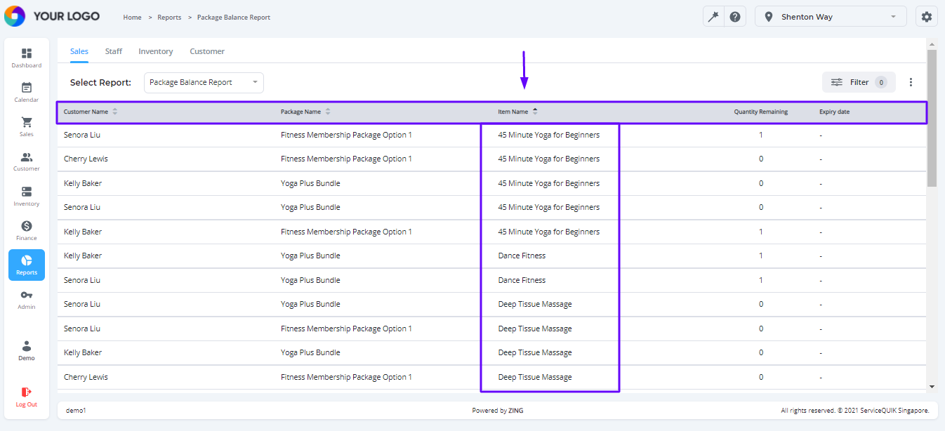 How To Organize The Package Balance Report List From The Reports Page 